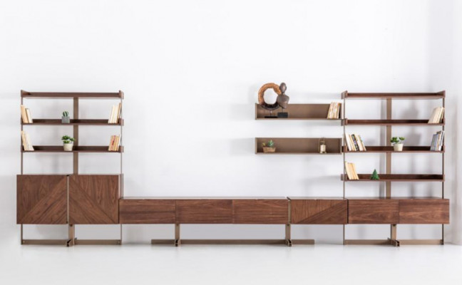 Moderne woonwand kastwanden vitrine tv-rek woonkamer meubels hout nieuw