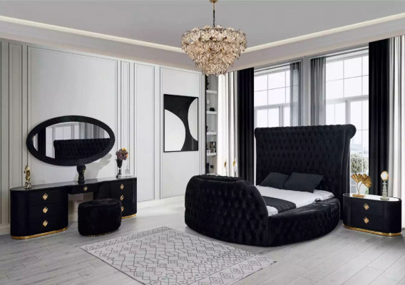 Moderne Chesterfield-bed in luxueuze zwarte kleur