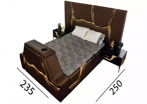 Luxe slaapkamerset bed nachtkastje goud kaptafel nachtkastjes 5-delig