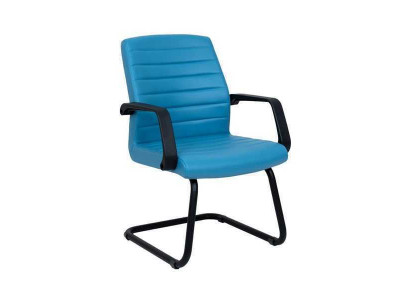 Wachtkamer Praktijk Kantoor Kantoorinrichting Blauw Leren Stoelen Vergaderstoel