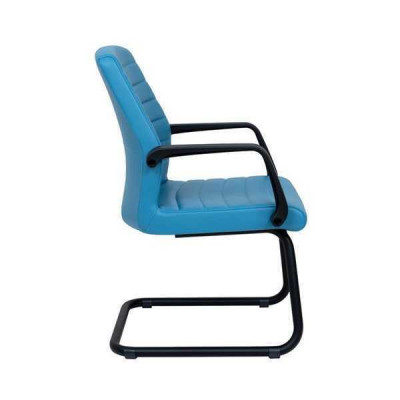 Wachtkamer Praktijk Kantoor Kantoorinrichting Blauw Leren Stoelen Vergaderstoel