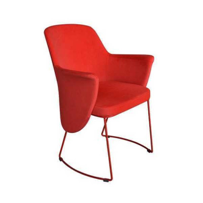 Moderne eetkamerstoel Stoel Keukenstoel Fauteuil Zits Stof Modern Hout Rood