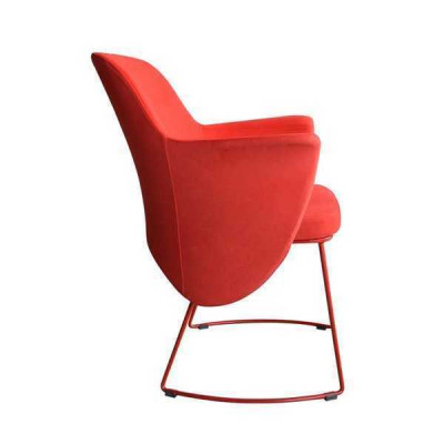 Moderne eetkamerstoel Stoel Keukenstoel Fauteuil Zits Stof Modern Hout Rood