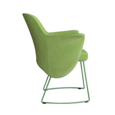 Eetkamerstoel Stoel Keukenstoel Fauteuil Zits Stof Modern Hout Groen nieuw