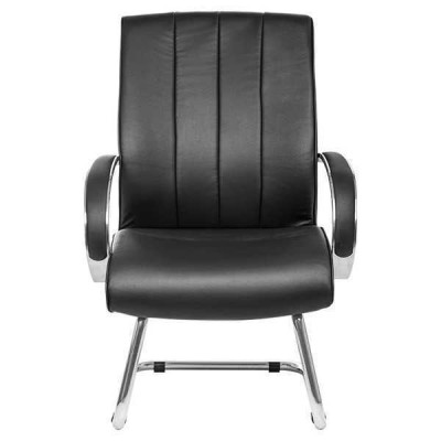 Chefsessel van zwart leder met bekleding, bureaustoel, computerstoelen, stomeubilair, nieuw.