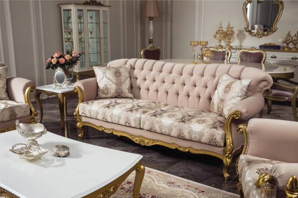 Luxe driezitsbank 3-zitsbank stof bank meubels stijl textiel Italië