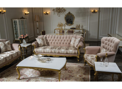 Luxe bankstel set van 5 delen, bankstel 3+2+1, salontafel, bijzettafel, fauteuil.