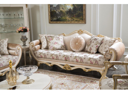 Bankstel bank Zitter salontafel fauteuil bankstelset stof luxe stoel 5-delig.