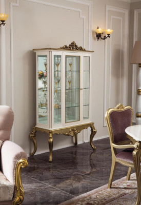 Vitrine Luxe Plank Hout Dressoir Kasten Woonkamer Glas Kast Nieuw