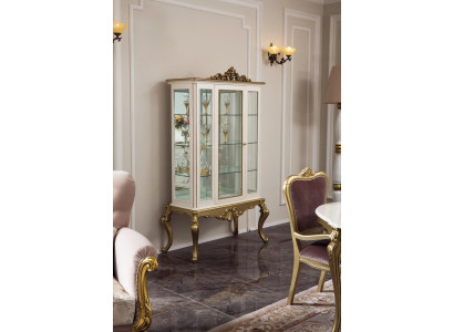 Vitrine Luxe Plank Hout Dressoir Kasten Woonkamer Glas Kast Nieuw