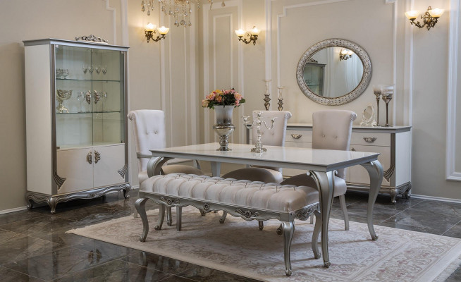 Witte ladekast met handige laden en elegante planken.