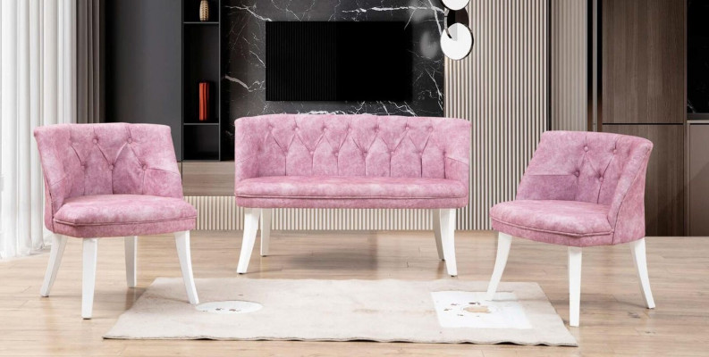 Keukentuinbank Fauteuil Roze Chesterfield-set Zitmeubels Stof