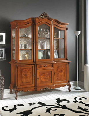 Vitrine glazen kast vitrine woonkamer hout dressoir Italiaanse meubels plank