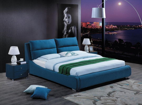 Ontwerp leren bed slaapkamer 3-dlg. Set 2x nachtkastje luxe bedden meubels