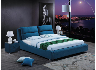 Ontwerp leren bed slaapkamer 3-dlg. Set 2x nachtkastje luxe bedden meubels