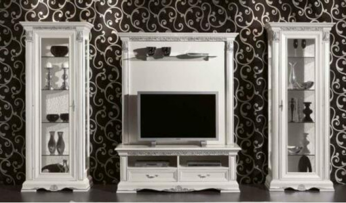 Klassieke woonkamerkast woonkamer vitrine dressoir RTV-plankwandmeubel 4-delig massief hout