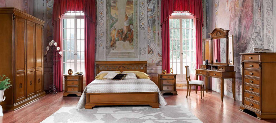 Luxe slaapkamerset 8-delig Bed + 2x Nachtkastje + Kaptafel Designermeubelen Massief hout