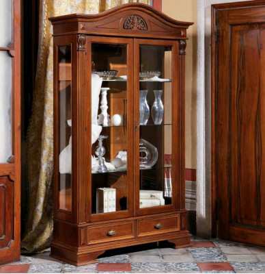 Vitrine glazen kast woonkamer etalage 2 deuren vitrines barok