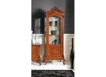 Houten vitrinekast glazen kast massief houten vitrine woonkamer meubilair dressoir
