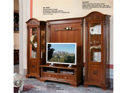 Klassieke woonwand massief hout woonkamer vitrine dressoir RTV rek wandkast 4-delig.