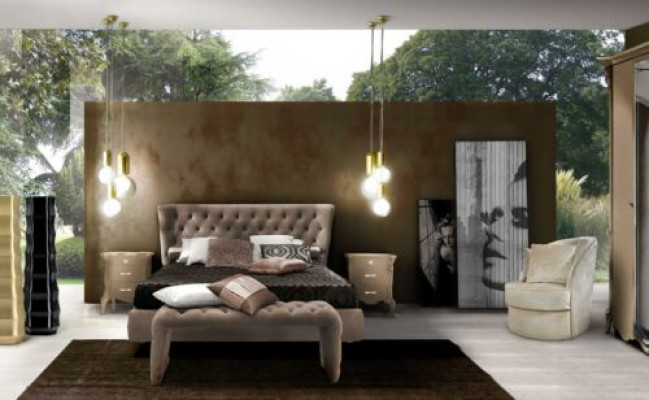 Luxe slaapkamerset 4-delig. Bed + 2x nachtkastje + krukje Modern design bedden massief hout