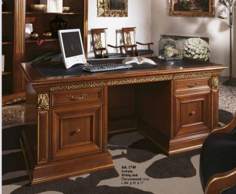Bureau kantoor bureau klassiek ontwerp kantoortafels barok rococo massief hout.
