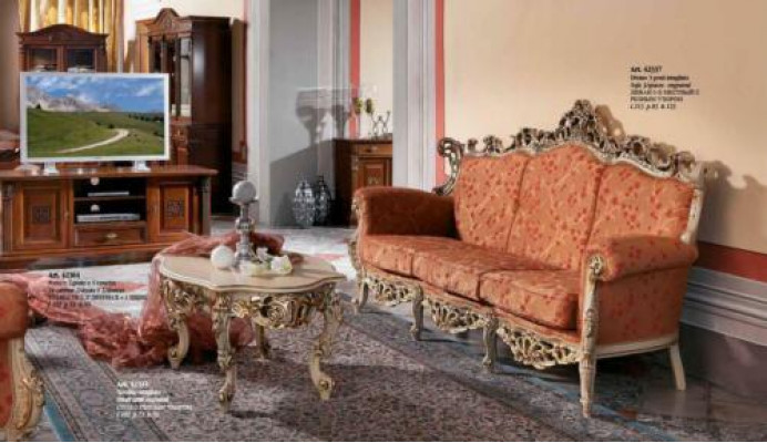 Sofa Barok Rococo Driezitter 3-zits bank Gestoffeerde banken Massief hout