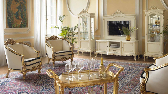 Klassieke eenzits fauteuil barok rococo Italiaanse gestoffeerde meubels 1-zits