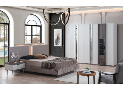Slaapkamer set Modern Bed 2x Nachtkastje en Kledingkast 4 delig Nieuw