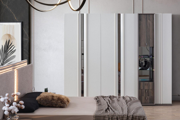 Slaapkamer set Modern Bed 2x Nachtkastje en Kledingkast 4 delig Nieuw