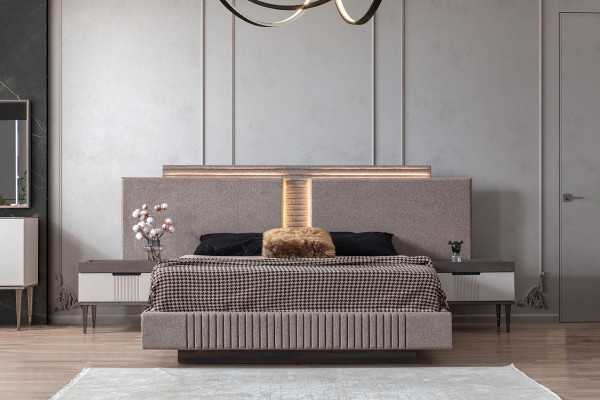 Slaapkamer set Modern Bed 2x Nachtkastje en Kledingkast 4 delig Nieuw