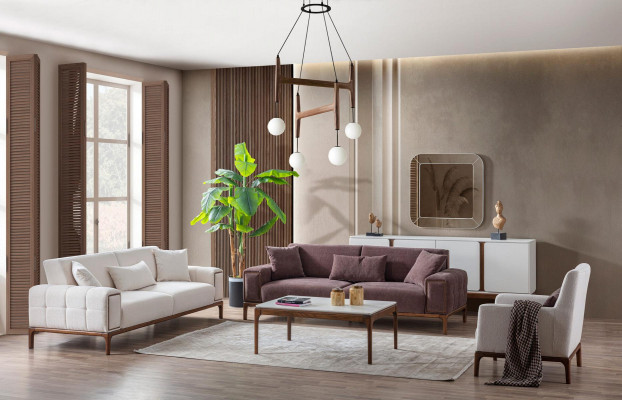 Bankstel 3+3+1 zits + salontafel 4-delig set gestoffeerde meubels bank bank