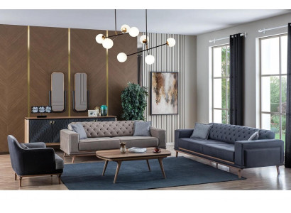 Luxe Modern Woonkamerset 4-delig. 4-zits fauteuil salontafel Houten meubels