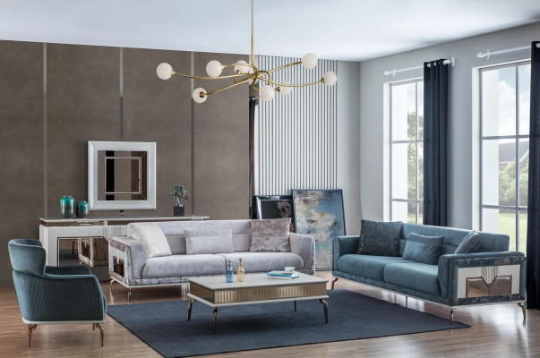 Ontwerp woonkamerset banken fauteuils moderne salontafel 3+3+1 salontafel