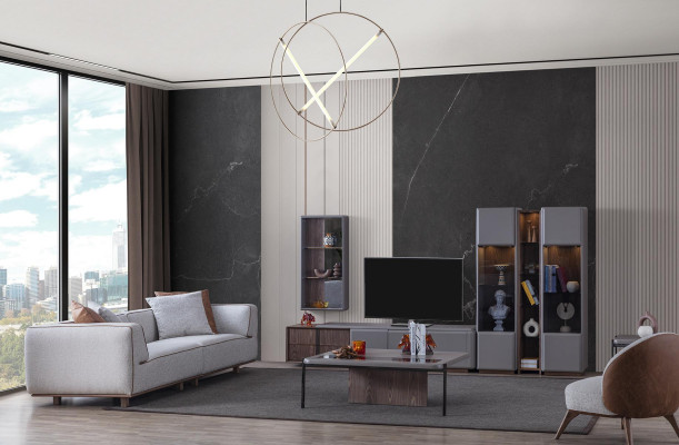 Ontwerper woonkamerset 7-delig. Moderne woonwanden woonkamer wandkast.