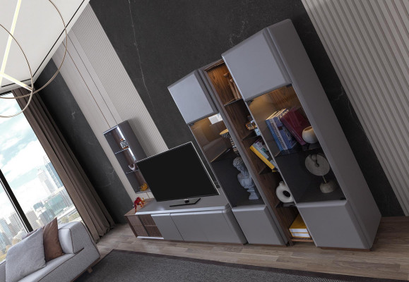 Ontwerper woonkamerset 7-delig. Moderne woonwanden woonkamer wandkast.