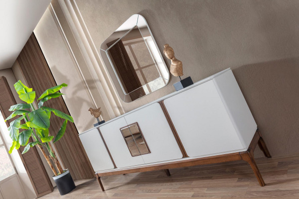 Luxe eetkamer set dressoir spiegel 2 delig modern eetgroep commode