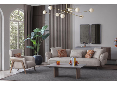 Luxe Modern Woonkamer Set 4-delig. Bank 4-zits Fauteuil salontafel Set