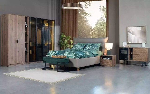 Slaapkamer set Loft Design Bed Kast Bedden Commode Nachtkastje 5-delig