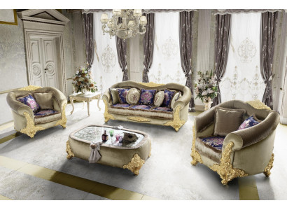Sofa bekleding 3 2 1 zits barok houten 3-delige luxe meubelset klassiek bankstel