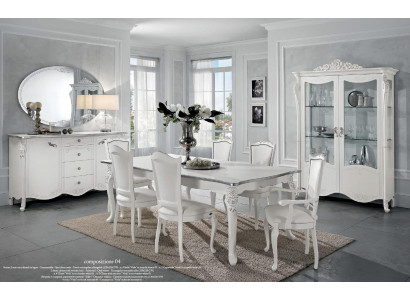Eetkamer set eettafel 6x stoelen dressoir vitrine groep ensemble Italië 9-delig.