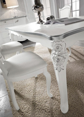 Eetkamer set eettafel 4x stoelen dressoir vitrinekast groep garnituur wit nieuw 7-delig.
