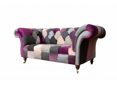 Chesterfield stoffen bank bank bekleding ontwerp 2-zit stoffen bank grijs Chesterfieldstoffsofa Bankbezug Design 2-Sitzer Stoffsofa Grau