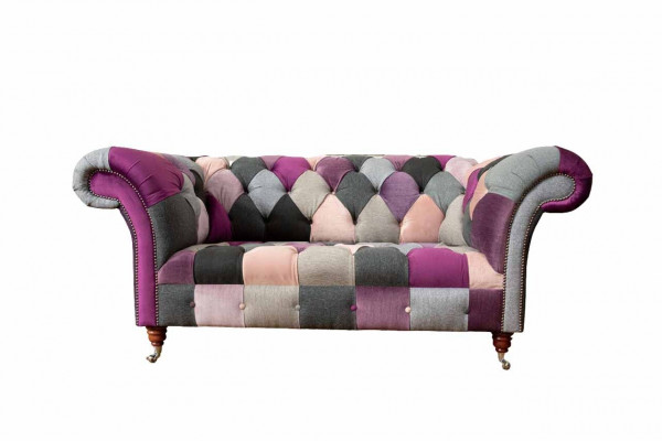 Chesterfield stoffen bank bank bekleding ontwerp 2-zit stoffen bank grijs Chesterfieldstoffsofa Bankbezug Design 2-Sitzer Stoffsofa Grau