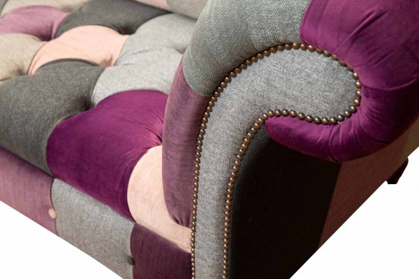 Chesterfield stoffen bank bank bekleding ontwerp 2-zit stoffen bank grijs Chesterfieldstoffsofa Bankbezug Design 2-Sitzer Stoffsofa Grau