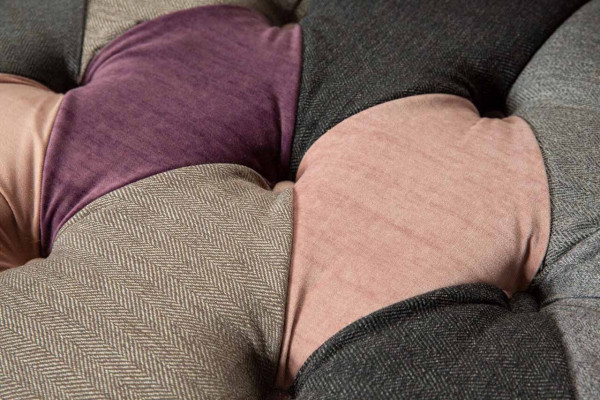 Chesterfield stoffen bank bank bekleding ontwerp 2-zit stoffen bank grijs Chesterfieldstoffsofa Bankbezug Design 2-Sitzer Stoffsofa Grau