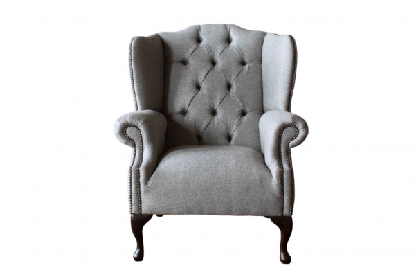 Luxe gestoffeerde klassieke Chesterfield-fauteuil met hoge rugleuning, eenzitter, nieuw.