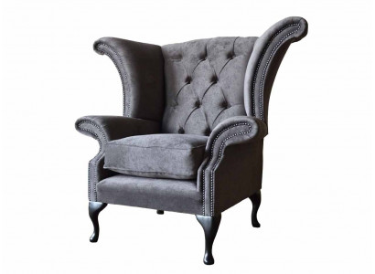 Fauteuil Chesterfield Oorfauteuil Polyester Ontwerp Grijs