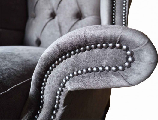 Fauteuil Chesterfield Oorfauteuil Polyester Ontwerp Grijs