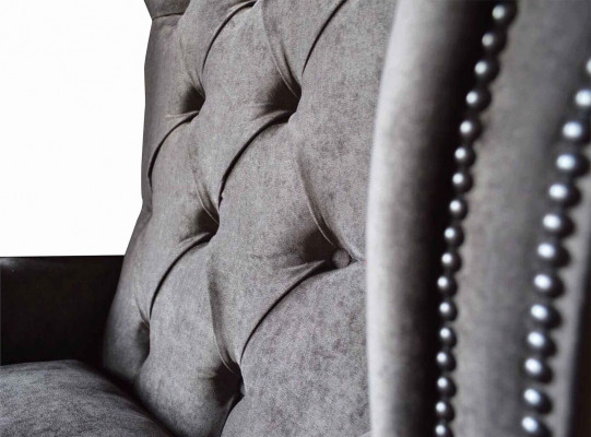 Fauteuil Chesterfield Oorfauteuil Polyester Ontwerp Grijs